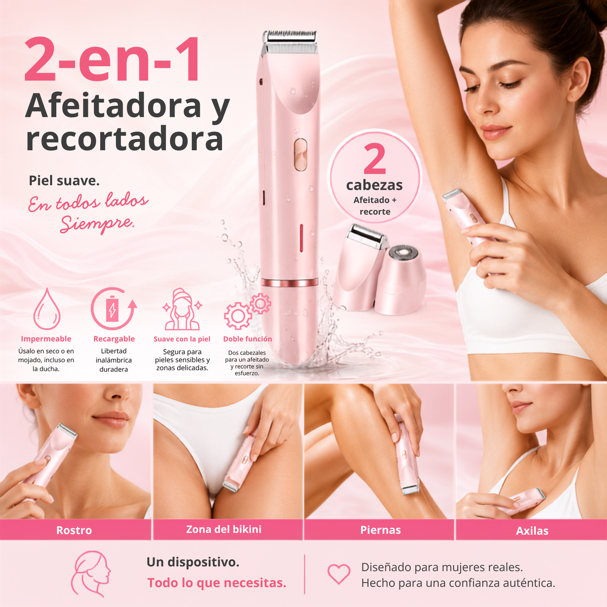 Afeitadora 2 en 1 para mujer